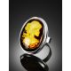 Lemon Amber Cameo Ring In Sterling Silver The Nymph, Ring Size: Adjustable, image , picture 2