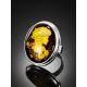 Lemon Amber Cameo Ring In Sterling Silver The Nymph, Ring Size: Adjustable, image , picture 2