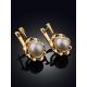 Chic Gilded Silver Pearl Earrings, image , picture 2