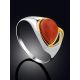 Sleek Gilded Silver Coral Ring, Ring Size: 8.5 / 18.5, image , picture 2