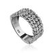Shimmering Silver Beaded Ring The Sparkling, Ring Size: 6 / 16.5, image 