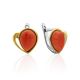 Sleek Gilded Silver Coral Earrings, image 