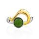 Sleek Gilded Silver Jade Ring, Ring Size: 7 / 17.5, image , picture 5