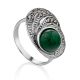 Chic Silver Reconstituted Malachite Ring The Lace, Ring Size: 6.5 / 17, image 