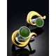 Sleek Gilded Silver Jade Earrings, image , picture 2