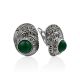 Ultra Feminine Silver Reconstituted Malachite Earrings The Lace, image 