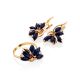 Floral Design Gilded Silver Star Sapphire Earrings, image , picture 4