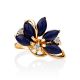 Refined Gilded Silver Star Sapphire Ring, Ring Size: 8 / 18, image , picture 4
