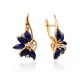Floral Design Gilded Silver Star Sapphire Earrings, image 