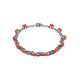 Chic Silver Reconstituted Coral Bracelet With Marcasites The Lace, image 