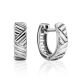Geometric Design Silver Half Hoop Earrings, image 