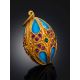 Shimmering Gilded Silver Egg Pendant With Enamel And Crystals The Romanov, image , picture 2