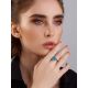 Silver Floral Ring With Reconstructed Turquoise, Ring Size: 6 / 16.5, image , picture 3