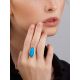 Sterling Silver Ring With Reconstructed Turquoise Centerstone, Ring Size: 6.5 / 17, image , picture 3