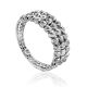 Stylish Silver Beaded Ring The Sparkling, Ring Size: 7 / 17.5, image 