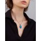 Bright Silver Reconstituted Turquoise Pendant, image , picture 3
