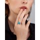 Geometric Design Silver Reconstituted Turquoise Ring, Ring Size: 8 / 18, image , picture 3