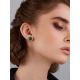 Bright Silver Reconstituted Malachite Stud Earrings, image , picture 3