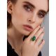 Bright Silver Reconstituted Malachite Ring, Ring Size: 8 / 18, image , picture 3