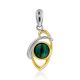 Bicolor Silver Malachite Pendant, image 