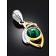 Bicolor Silver Malachite Pendant, image , picture 2