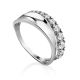 Stylish Silver Crystal Ring, Ring Size: 8.5 / 18.5, image 