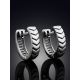 Tire Motif Silver Half Hoop Earrings, image , picture 2