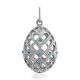 Ornate Silver Crystal Egg Pendant The Romanov, image 