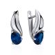 Sleek Silver Blue Crystal Earrings, image 