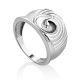 Glossy Shell Motif Silver Ring, Ring Size: 7 / 17.5, image 