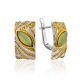 Textured Gilded Silver Jade Earrings, image 