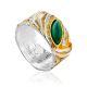 Textured Gilded Silver Malachite Band Ring, Ring Size: 6.5 / 17, image 