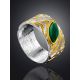 Textured Gilded Silver Malachite Band Ring, Ring Size: 7 / 17.5, image , picture 2