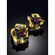 Chic Floral Design Gilded Silver Earrings, image , picture 2