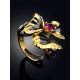 Chic Floral Motif Gilded Silver Ring, Ring Size: Adjustable, image , picture 2