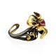 Chic Floral Motif Gilded Silver Ring, Ring Size: Adjustable, image , picture 4