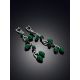 Floral Motif Silver Reconstituted Malachite Earrings, image , picture 2