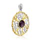 Gorgeous Gilded Silver Charoite Pendant, image , picture 3