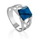 Geometric Design Silver Reconstituted Turquoise Ring, Ring Size: 8.5 / 18.5, image 