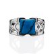 Geometric Design Silver Reconstituted Turquoise Ring, Ring Size: 8 / 18, image , picture 4