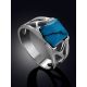 Geometric Design Silver Reconstituted Turquoise Ring, Ring Size: 8.5 / 18.5, image , picture 2