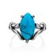 Bright Silver Reconstituted Turquoise Ring, Ring Size: 8 / 18, image , picture 4
