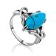 Bright Silver Reconstituted Turquoise Ring, Ring Size: 8 / 18, image 