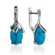Elegant Silver Reconstituted Turquoise Earrings, image 