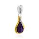 Glossy Gilded Silver Charoite Pendant, image , picture 4