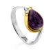 Chic Gilded Silver Charoite Ring, Ring Size: 7 / 17.5, image 