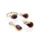 Tulip Motif Gilded Silver Charoite Earrings, image , picture 4