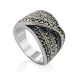 Silver Marcasite Wide Band Ring The Lace, Ring Size: 6.5 / 17, image 