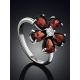Floral Design Silver Garnet Ring, Ring Size: 7 / 17.5, image , picture 2