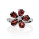 Floral Design Silver Garnet Ring, Ring Size: 7 / 17.5, image , picture 4